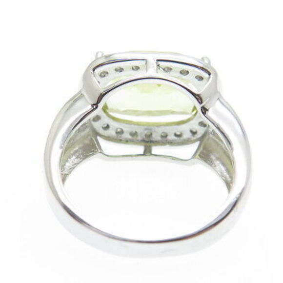 925 Sterling Silver Real Round-Cut Diamond & Lime Citrine Ring Size 7.25 - Picture 5 of 9